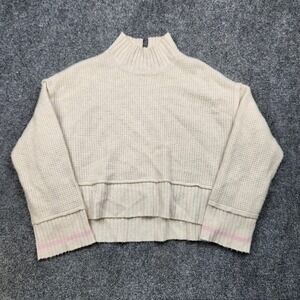 Pilcro Cashmere Sweater Womens Small Waffle Knit Mock Neck Relaxed Pullover